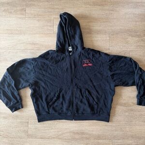 Black Zip-Up Hoodie with Small Red Logo 2XL